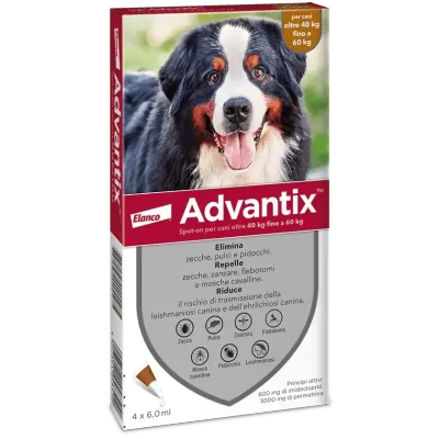 Advantix Spot-On Antiparassitario per Cani da  40 a 60 kg confezione da 6 Pipette da 6 ml