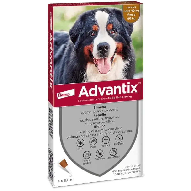 Advantix Spot-On Antiparassitario per Cani da  40 a 60 kg confezione da 6 Pipette da 6 ml