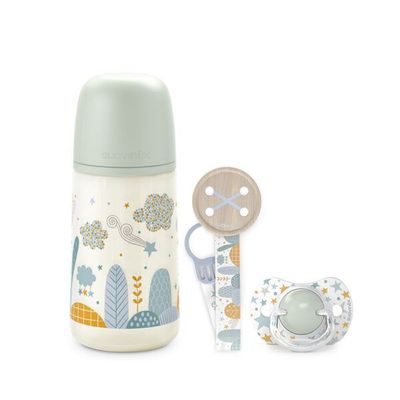 Suavinex Set Nascita Dreams Celeste Biberon Sx Pro con  Succhietto + Catenella 0-6 mesi