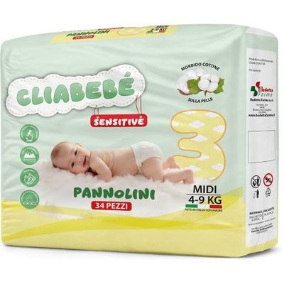 Cliabebe&#39; Pannolino Sensitive Midi 4-9 kg da 34 pz