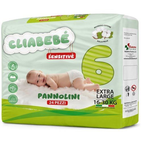 Cliabebe&#39; Pannolino Sensitive Extra large 16-30 kg da 24 pz