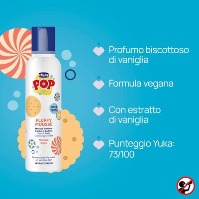 Chicco Pop Muosse Lavante Corpo e Capelli a Vaniglia wrap da 200 ml