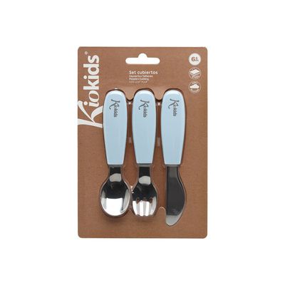 Kiokids Set 3 Posate in Acciaio Azzurro