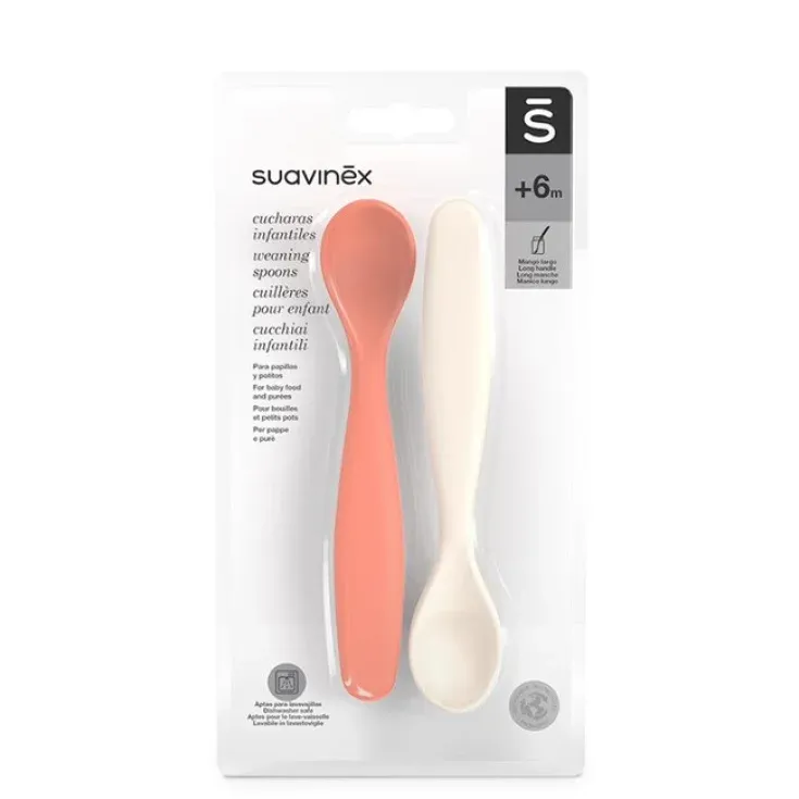 Suavinex Cucchiaio Svezzamento Arangio e Bianco Perla  2pz