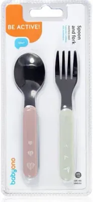 Babyono Set Posate Rosa e Grigio