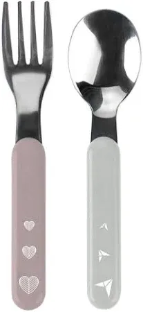 Babyono Set Posate Rosa e Grigio