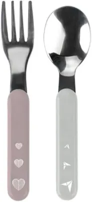 Babyono Set Posate Rosa e Grigio