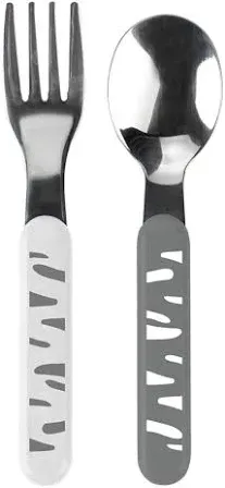 Babyono Set Posate Grigio e Bianco