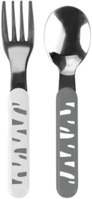 Babyono Set Posate Grigio e Bianco