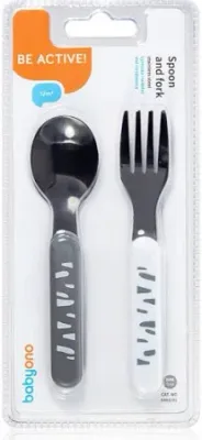 Babyono Set Posate Grigio e Bianco