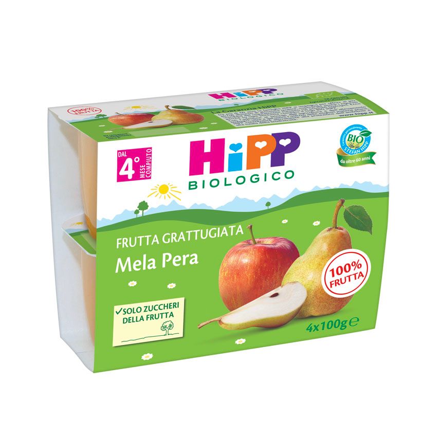 Hipp Merenda di Frutta Grattugiata Mela e Pera 4x100g