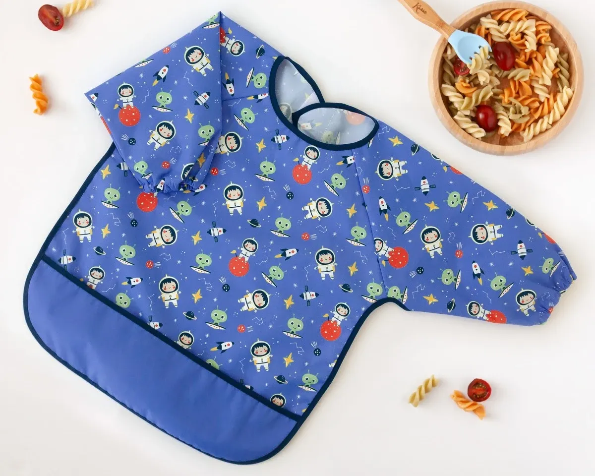 Kiokids Bavaglino Impermeabile con maniche blu