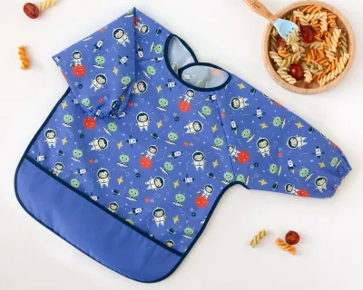 Kiokids Bavaglino Impermeabile con maniche blu