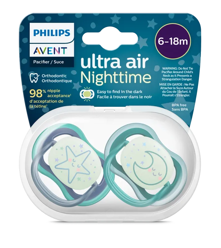 Avent Succhietti Ultra Air Nighttime 6-18 2pz