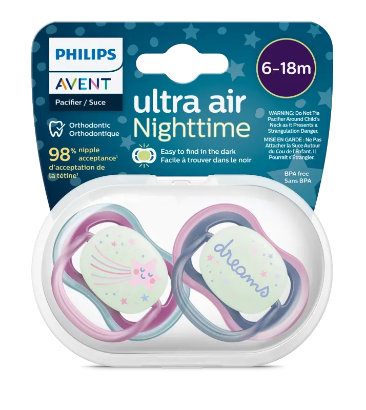 Avent Succhietti Ultra Air Nighttime 6-18 Mesi 2pz