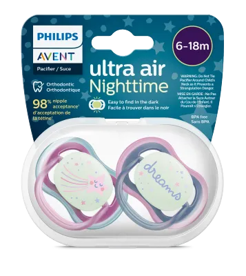 Avent Succhietti Ultra Air Nighttime 6-18 Mesi 2pz