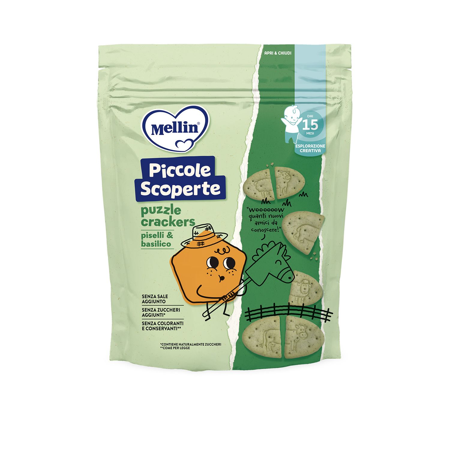 Mellin Puzzle Crackers Piselli e Basilico 105g