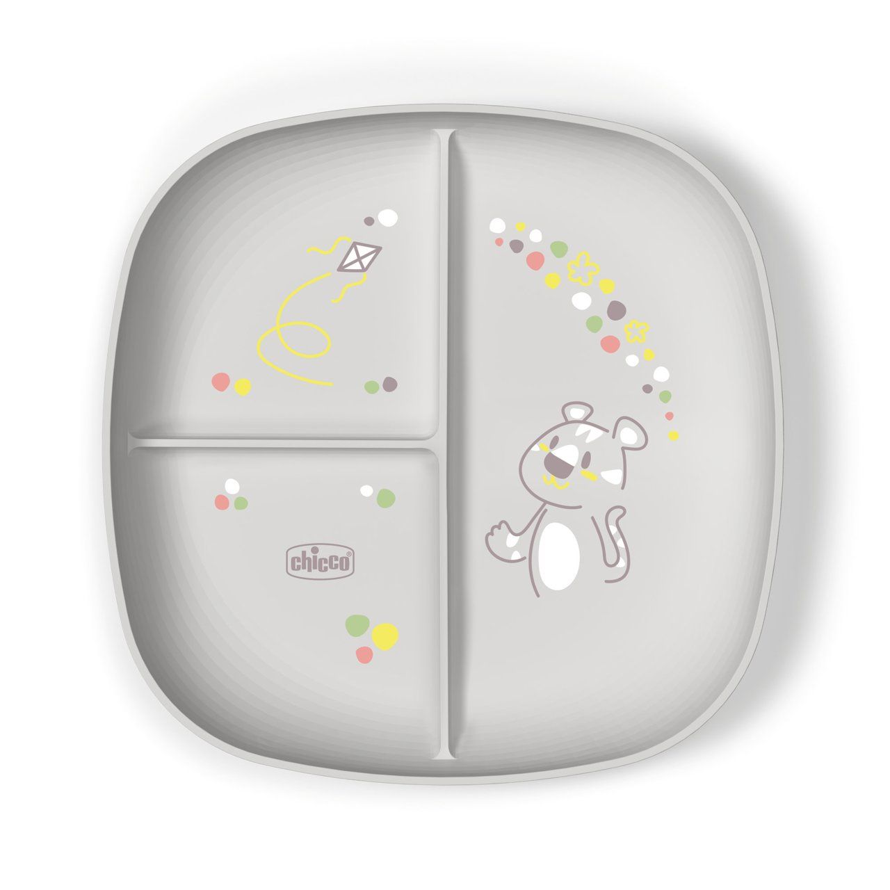 Chicco Set Pappa Svezzamento Piatto Porzionato grigio 12M+