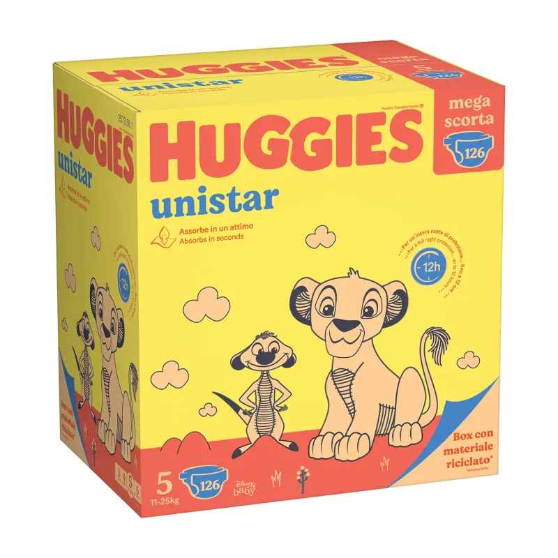 Huggies Pannolino Unistar 5 Tg 11-25kg mega scorta da 126 pz