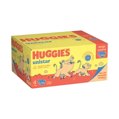 Huggies Pannolino Unistar 4 Tg 7-18kg mega scorta da 144 pz