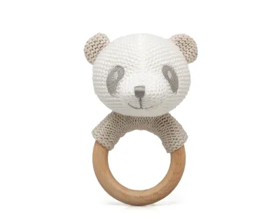 Kiokids Massaggiagengive Panda Legno e Cotone Bianca