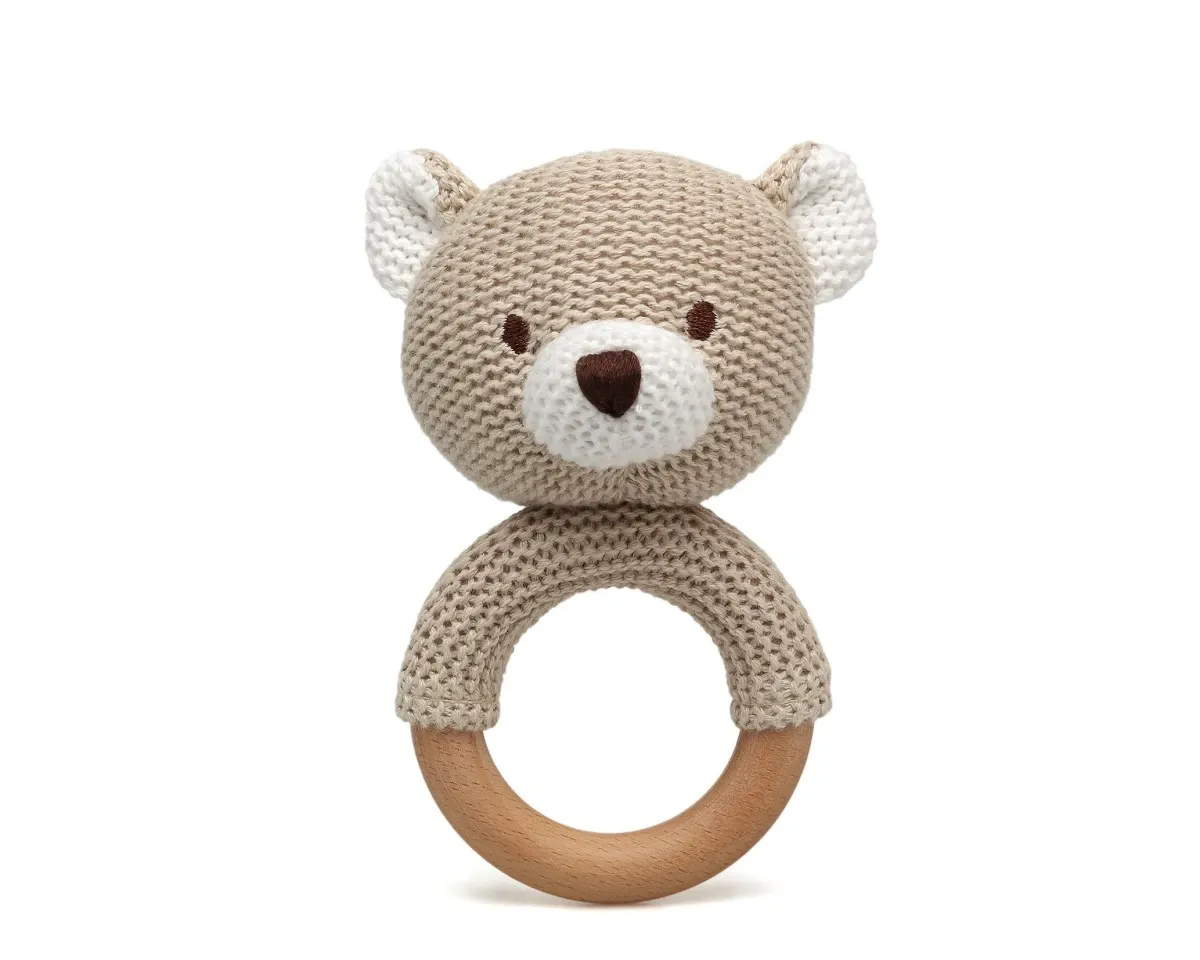 Kiokids Massaggiagengive Panda Legno e Cotone Begie
