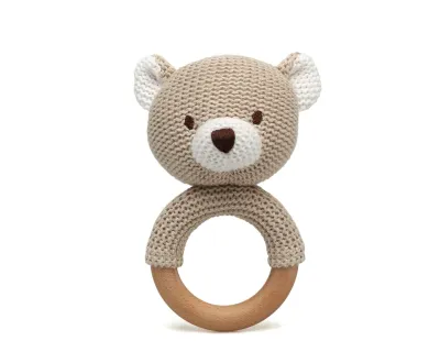 Kiokids Massaggiagengive Panda Legno e Cotone Begie