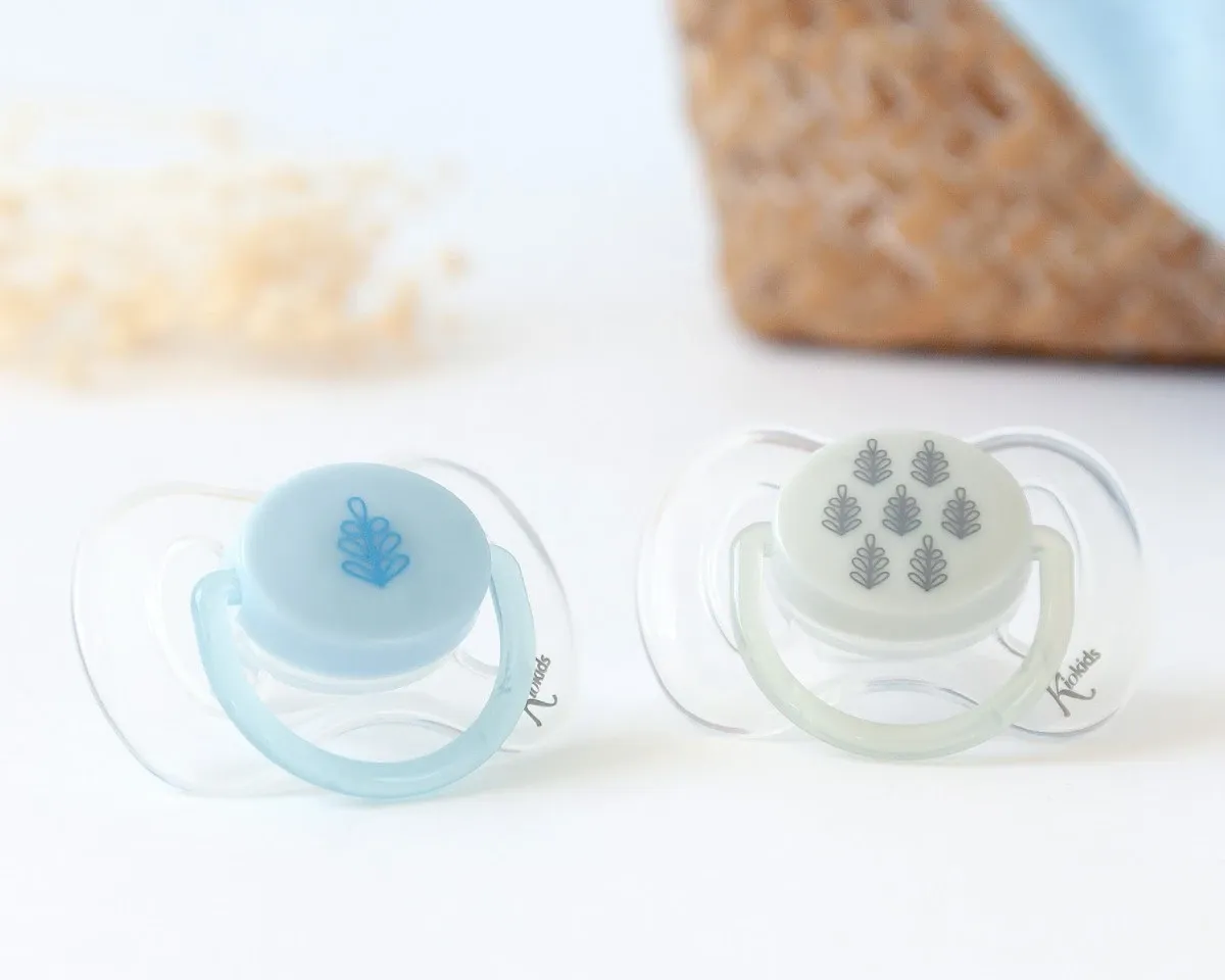 Kiokids Set 2 Succhietto Blu Grigio 0m+