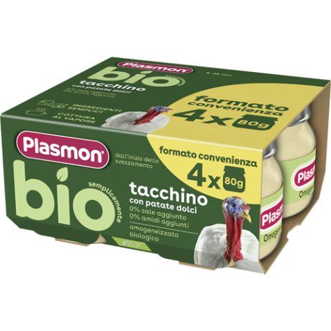 Plasmon Bio Omogeneizzato di Carne Tacchino con Patate Dolci 4x80g