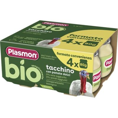 Plasmon Bio Omogeneizzato di Carne Tacchino con Patate Dolci 4x80g