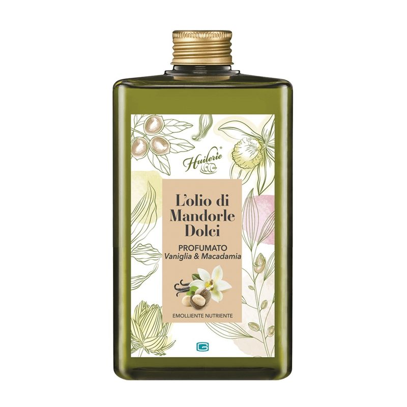 Huilerie L&#39;Olio di Mandorle Dolci Profumato Vaniglia &amp; Macadamia da 300ml
