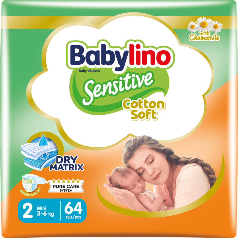 Babylino Pannolino Sensitive Doppio N2 3-6kg pz64