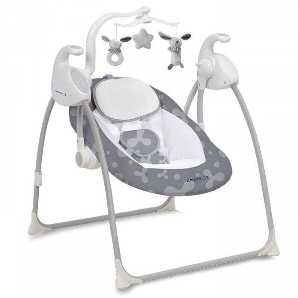 Aziamor Sogni D&#39;oro Pocket Altalena 3 IN 1 Sdraietta Culla a Dondolo Elettrica Grigia