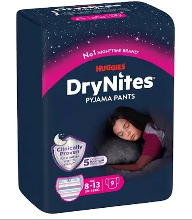 Huggies Pannolino Drynites Girl 8-13Anni 30-48Kg da 9pz