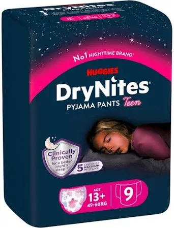 Huggies Pannolino Drynites Girl 13+ Anni 48-60Kg da 9pz