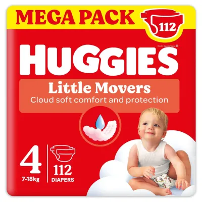 Huggies Pannolino Little Movers Megapack 4Tg 7-18kg da 112pz