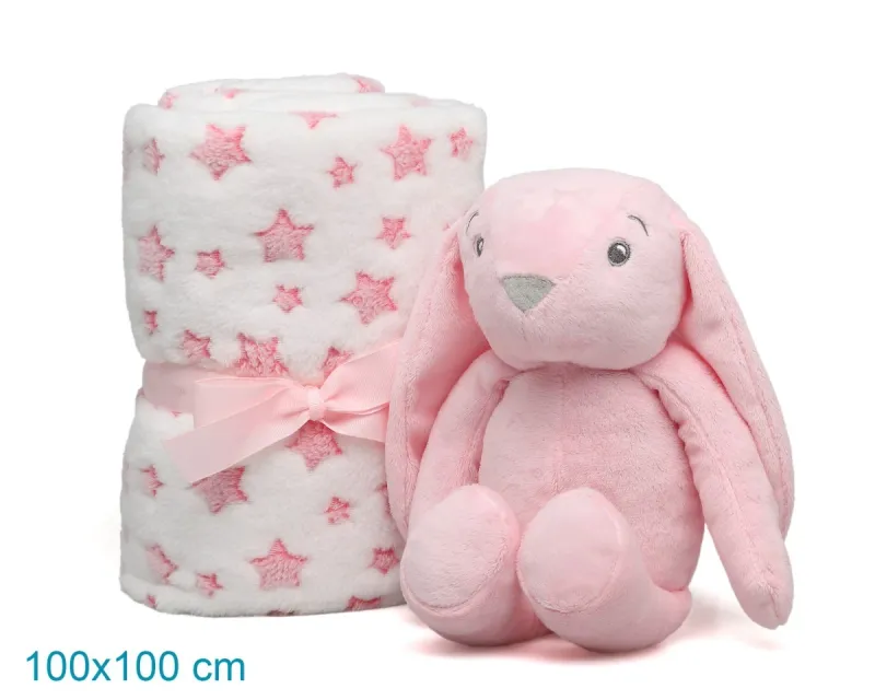 Kiokids Coniglio di Peluche Rosa con Mantina di  Stelle