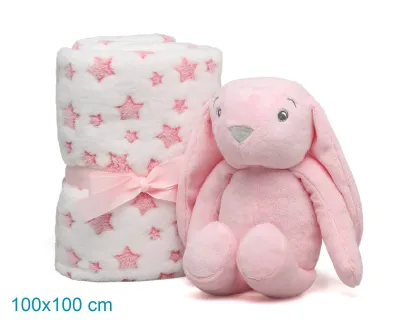 Kiokids Coniglio di Peluche Rosa con Mantina di  Stelle