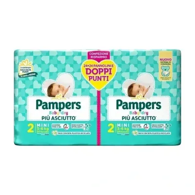 Pampers Pannolino Baby Dry Mini 3-6 kg Doppio da 48pz