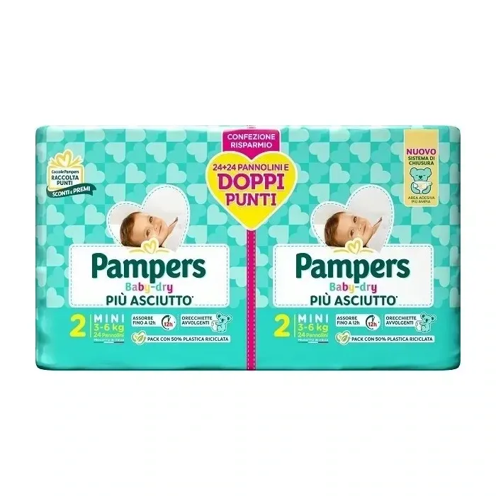 Pampers Pannolino Baby Dry Mini 3-6 kg Doppio da 48pz