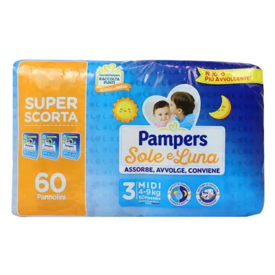 Pampers Pannolino Sole e Luna Triopack Midi 4-9 kg da 60Pz