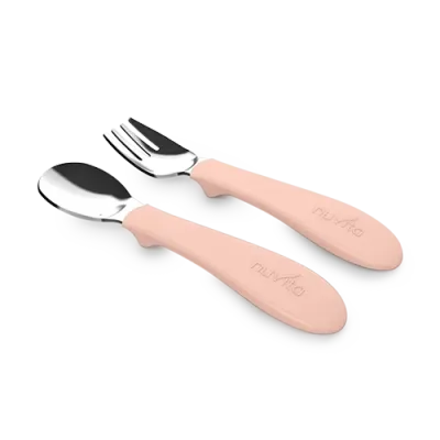 Nuvita Set Cucchiaio e Forchetta Rosa 12m+