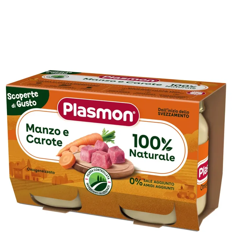 Plasmon Omogeneizzato di Carne Manzo e Carote 2x120g