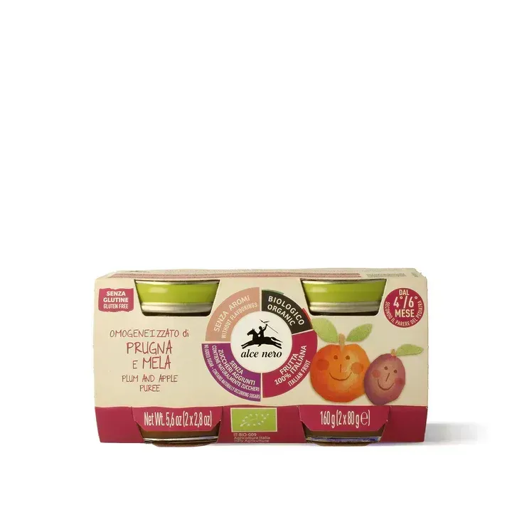 Alce Nero Omogeneizzato di Frutta Prugna e Mela 2x80g