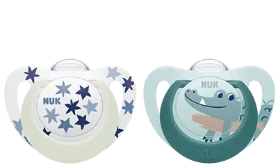 Nuk Succhietti Star Day &amp; Night Silicone 18-36 Mesi 2pz