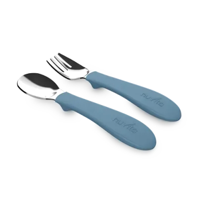 Nuvita Set Cucchiaio e Forchetta Blu 12m+