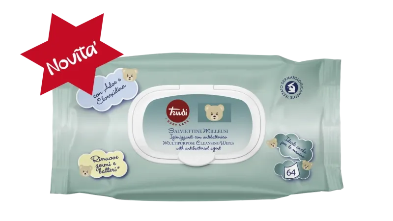 Trudi Salviettine Igienizzanti Antibatteriche Milleusi da 64pz