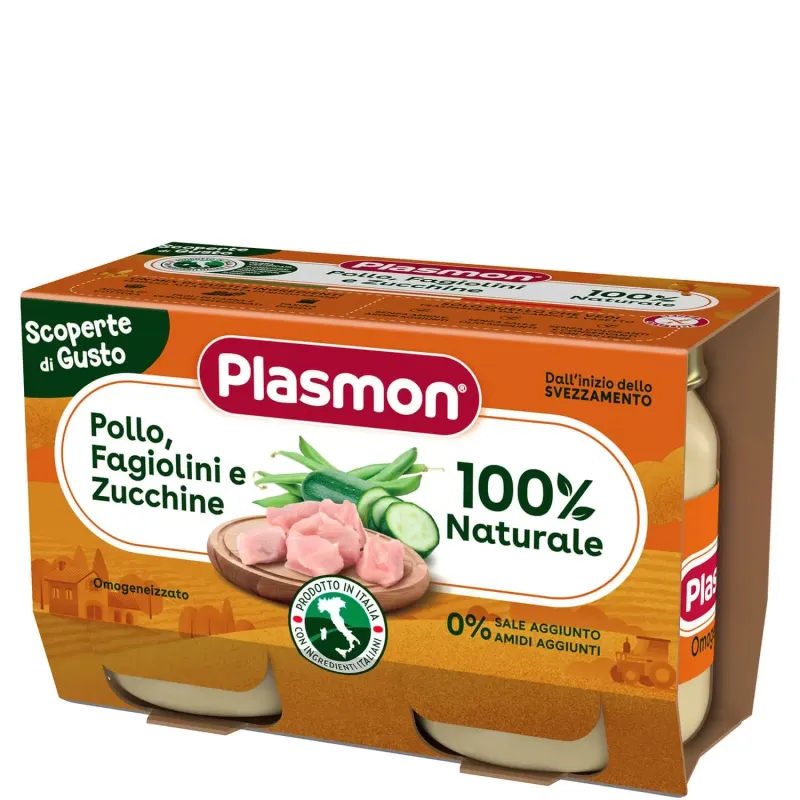 Plasmon Omogeneizzato di Carne Pollo e Fagiolini e Zucchine 2x120g