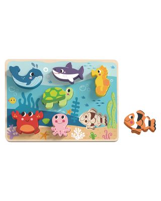 Tooky Toy Puzzle a Incastro in Legno - Oceano - 29,5 x 21 cm - A Partire Dai 12 Mesi