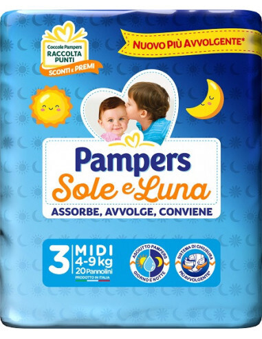 Pampers Pannolino Sole e Luna Midi 4-9 kg da 20Pz